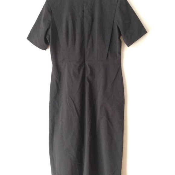 Striped Mennonite Cape Dress 41"B 34"W Modest Black White Pinstripe Handmade - Picture 11 of 14